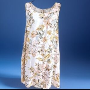 Nicole Miller New York 100% Linen Trapeze Floral Mini A-Line Size M